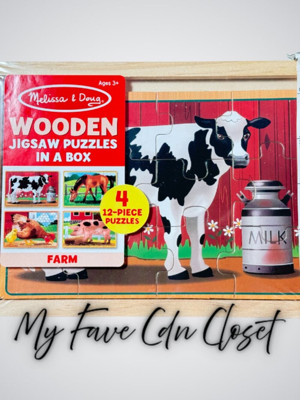 **NEW & Sealed**Melissa & Doug FARM 4 pack wooden puzzles (12 pc ea)